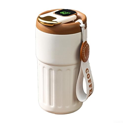 RANRAO Taza de café LED de 450 ml, termo de vacío con pantalla digital de temperatura, taza de viaje inteligente multiusos de acero inoxidable, botella de agua aislada