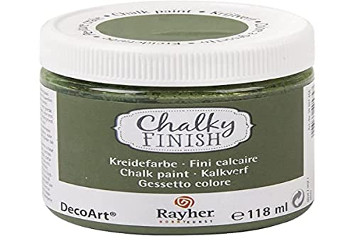 Rayher Pintura a la tiza Chalky Finish, verde oliva, 118 ml, vintage, shabby chic, 38867456