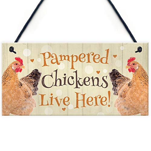 RED OCEAN Cartel de gallinero divertido cartel de pollo mimado para gallinero, casa de pollo, jardín