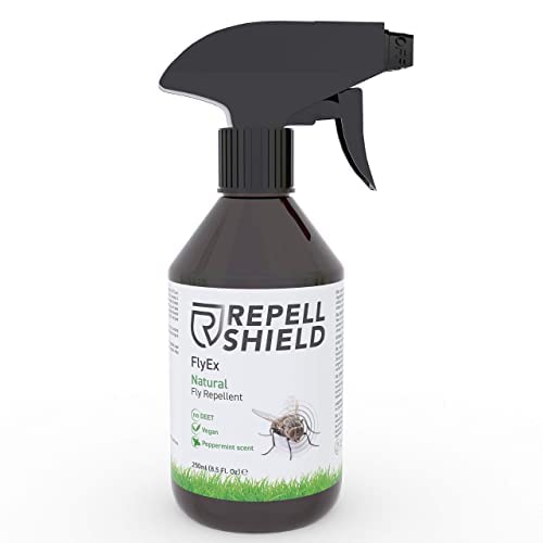 RepellShield Spray Antimoscas Exterior e Interior Orgánico - 250ml - Con Aceites Escenciales - Alternativa Eco a Matamoscas Electrico, Maquina Atrapa Moscas y Trampa