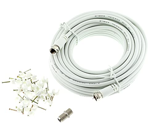 Reulin Kit de Cable Coaxial F-Type Delgado 10M, para TV Satelital, Receptor Satelital, 3C2V - 75 OHM (10 Metros)