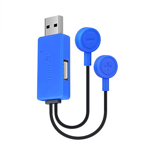 RK-HYTQWR Cargador USB magnético teléfono móvil con batería de Iones de Litio 26650 21700 20700 18650 16340, Cargador de batería magnético USB, Azul