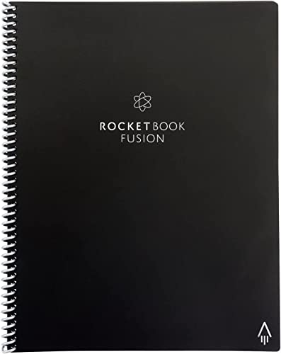 Rocketbook Fusion Cuaderno Inteligente - Reutilizable Digital Libreta A4 Negro Bloc De Notas To Do List Planificador Semanal & Mensual, 7 Estilos, Gadgets Tecnologicos Frixion Pilot Borrable Incluido
