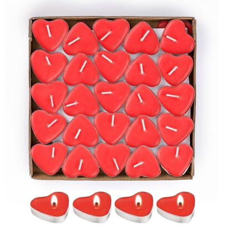 Romántico de Velas,50 piezas de Velas de Corazón Rojo Velas Románticas de Corazón Candelita Velas Amor Sin Humo,para el día de San Valentín,propuesta,aniversari