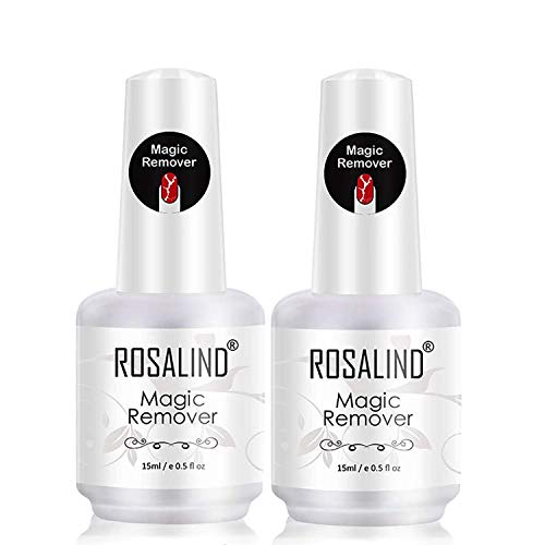 ROSALIND 2PCS Magic Remover Uñas, Eliminar de Forma Rápida y Sencilla Esmaltes Semipermanente Para Uñas, No Lastimar Tus Uñas, Quitaesmalte en gel Profesional de No Irritante 15ml