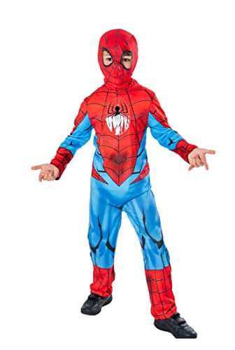 Rubies Disfraz Spiderman para niño, Jumpsuit estampado con araña brillante y máscara de tela, Oficial Marvel, Disfraz sostenible Green Colección para halloween, navidad, carnaval y cumpleaños.