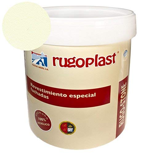 Rugoplast - Pintura revestimiento especial fachadas Rugo Stone Colores ideal para dar un toque de color a las paredes exteriores de tu casa, Arena del Desierto