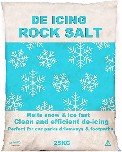 Safe Road Sal de Roca para descongelar Caminos y Caminos de Nieve y Hielo. Cristales de Sal Puros y Secos, tamaño Completo, Bolsa de 25 kg