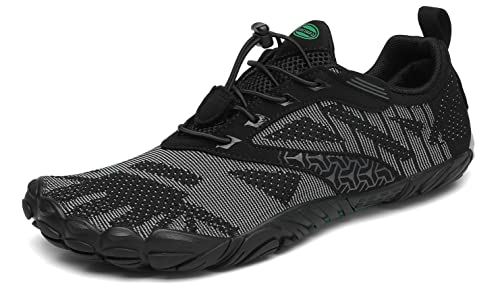 SAGUARO Hombre Mujer Barefoot Zapatillas de Trail Running Escarpines de Deportes Acuaticos Transpirable Calzado Minimalista para Fitness Entrenamiento Gimnasio, Negro 43 EU