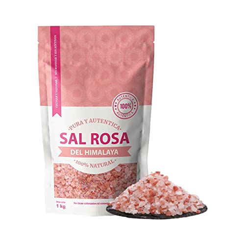 Sal Rosa Gruesa de Himalaya - 1 Kg - 100% Natural y Pura, Rica en Minerales Esenciales, Sin Aditivos, Para Cocina y Salud (1 Ud)
