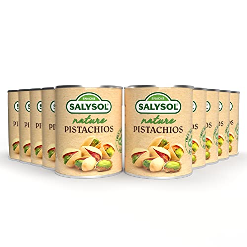 SALYSOL | Pistachos naturales sin sal 10x36gr | Snacks saludables envasados al vacío | Frutos secos naturales