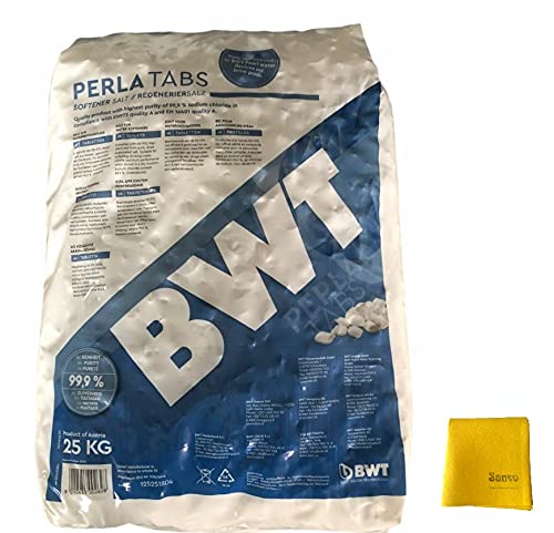 Sanvo BWT PerlaTabs - Cojín (99,9% de pureza salada, incluye paño multiusos Sanvo, 25 kg)