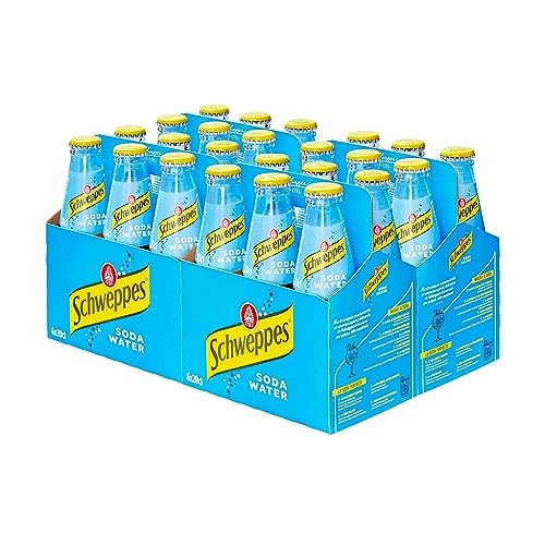Schweppes Soda Water, Bebida Refrescante - Vidrio, Pack 4 cestas 6 x 20 cl (total: 24 botellas)