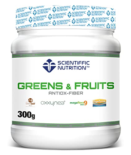 Scientiffic Nutrition - Greens & Fruits, Antioxidante y Detox, Aporta Frutas, Verduras, Enzimas Digestivas y Probióticos, Mantenimiento de la Salud, Apto para Veganos - 300g