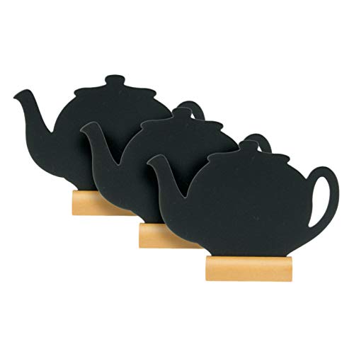 Securit Silhouette Tea Pot Mini Board con marcador de tiza, 3 piezas, resina, multicolor, 10 x 13, 2 x 2 cm