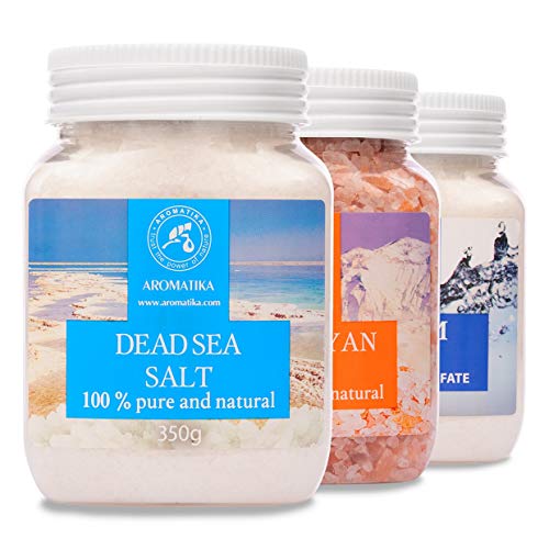 Set de Sales de Baño - Sal Epsom - Sal Rosa del Himalaya - Sal del Mar Muerto - 100% Puro y Natural - Cuidado del Cuerpo - Mejor para un Buen Sueño - Belleza - Baño - Bienestar - Aromaterapia