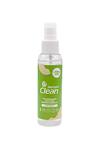 SiempreClean | Solución Hidroalcohólica con Pulverizador | Solución Higienizante Suave con la Piel | 73% de Alcohol Etílico | Perfume Melón, 60 ml