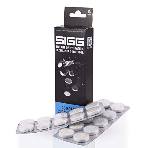 SIGG Bottle Clean Tablets, Pastillas efervescentes limpiadoras para limpiar botellas a mano, pastillas lavavajillas para un lavado rápido y sencillo, 20 Unidad ( Paquete de 1)
