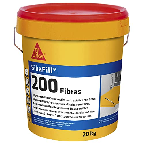 SikaFill 200 Fibras, Gris, Pintura acrílica con fibras de vidrio para impermabilización de cubiertas visitables y especial para puenteo de fisuras, 20kg