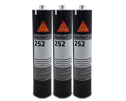 Sikaflex 252 - Juego de 3 adhesivos de poliuretano (1 K, 300 ml), color blanco