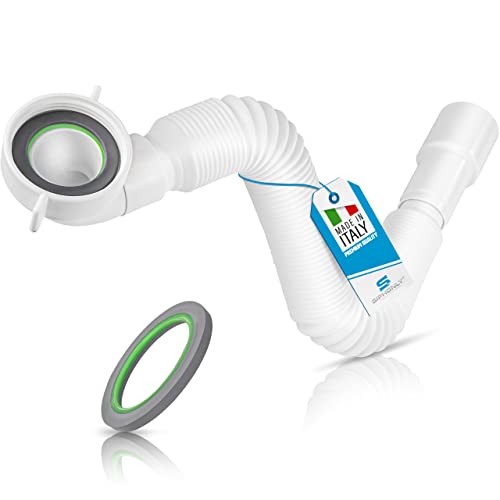 Siphonly - Tubo de desagüe flexible para lavabo de 1 1/4 pulgadas, sifón de ahorro de espacio, sifón de 5/4 pulgadas, diámetro de 32 mm/40 mm, montaje en segundos, tubo de desagüe de plástico