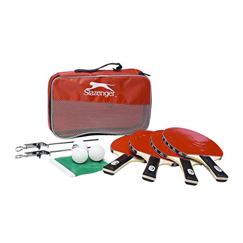 Slazenger- Set de Ping Pong Raqueta de Tenis de Mesa, Color Red, 27 x 18 x 4 cm (22542)