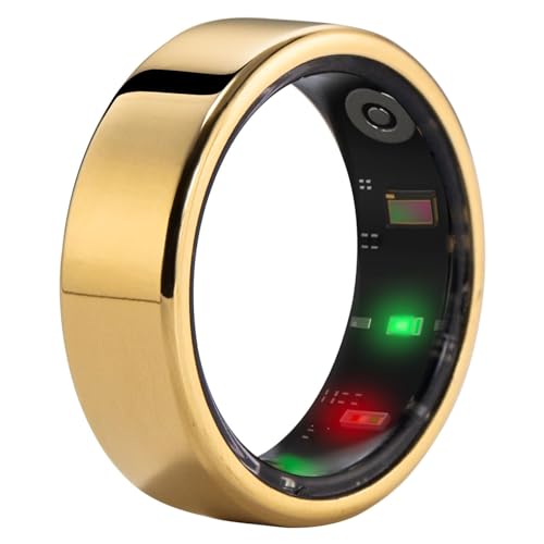 Smart Ring Health Tracker, Fitness Sleep Heart Rate Tracker Smart Ring, Anillos de seguimiento de fitness Bluetooth resistentes al agua, registra pasos, distancia, calorías y otros datos 12 gold