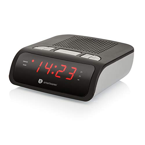 Smartwares CL-1459 – Reloj despertador con dos alarmas, radio FM, Negro