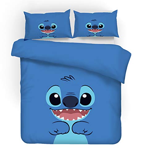 SMNVCKJ Ropa de cama para adolescentes Lilo y Stitch, estilo de dibujos animados, microfibra 3D, funda nórdica y funda de almohada de anime, modelo 6, cama matrimonial, 200 x 200 cm