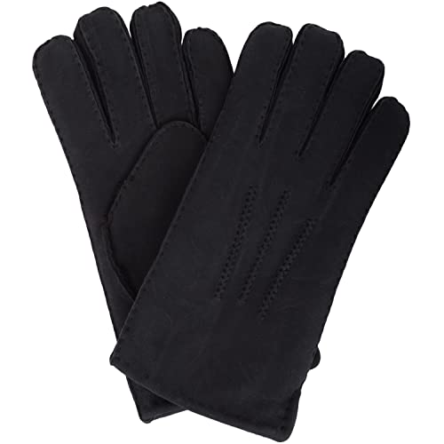 SNUGRUGS Chester, Sheepskin Glove Guantes, (Black Black), (Talla del Fabricante: 10") para Hombre