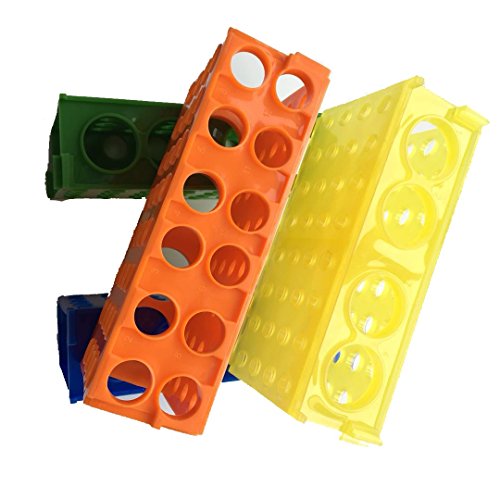 Soporte redondo de plástico para tubos de ensayo de laboratorio de 4 vías, 32 mini ranuras, varios colores, azul, verde, naranja, amarillo, paquete de 4