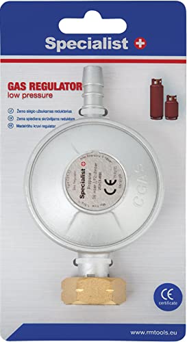 Specialist+ - Reductor de presión para hornillo de gas, 37 mbar, regulador de presión de gas para propano butano, calentador de gas o soldador, piezas del kit de soldadura
