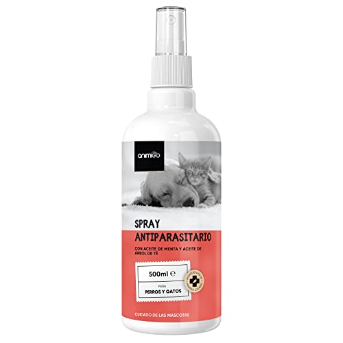 Spray Antiparasitario Perros y Gatos 500ml | Spray Antipulgas Perros y Gatos para Insectos, Ácaros, Mosquitos, Moscas y Garrapatas | Antiparasitario Gatos y Perros con Aceites de Origen Natural