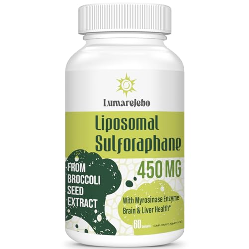 Sulforafano Liposomal 450mg Softgel, Suplemento de Sulforafano Estabilizado de Extracto de Semilla de Brócoli, Absorción Máxima, Antioxidante Potente (60 Unidad (Paquete de 1))