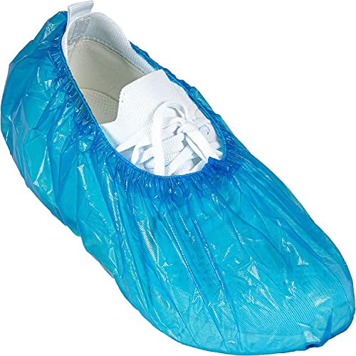 Sumedtec - Pack 100 x Calzas Cubrezapatos Desechables Impermeables Antideslizante Cubiertas de Plástico CPE, Protector de Zapatos Desechables Extrafuerte Talla única