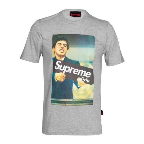 Supreme Grip Camiseta Marca Modelo T-Shirt Gris Homme Film