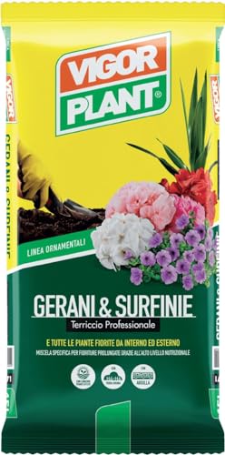 Sustrato Vigorplant Gerani y Surfine 20 litros contiene turbe adecuadamente seleccionadas