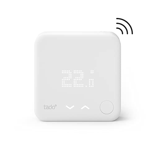 tado° Sensor de Temperatura Inalámbrico, Accesorio para Cabezales Termostáticos Inteligentes, Termostato Calefacción wifi, Instalación fácil, compatible con sistemas de voz Siri y Alexa