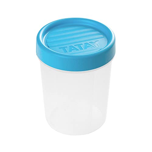 Tatay Fiambrera de Alimentos, Hermética, 0.4L de Capacidad, Tapa de Rosca, Libre de BPA, Apto Microondas y Lavavajillas, Color Azul. Medidas: 8,5 x 8,5 x 11,1 cm
