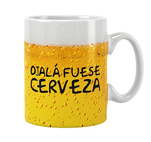 Tazas graciosas con frase Tazas originales para regalar Regalos originales taza de porcelana Caja regalo cumpleaños (Ojala fuese Cerveza)