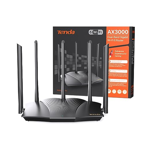 Tenda Router Wi-Fi 6 AX3000 - Doble Banda 2.4Ghz/5Ghz, 1xWAN/3xLAN Puertos Gigabit 5 Antenas de 6dBi WiFi+ Mesh, Soporta VPN WPA3 WPS Modo Repetidor RX12 Pro