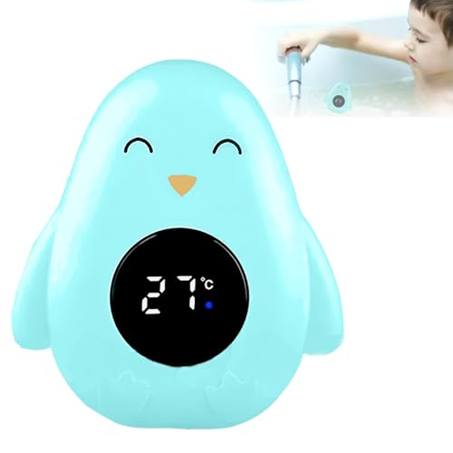 Termómetro de baño digital para bebé, termómetro de bañera con pantalla táctil LED, termómetro de baño de pingüinos para niños y bebés para medir la temperatura del agua y jugar en la bañera (verde)