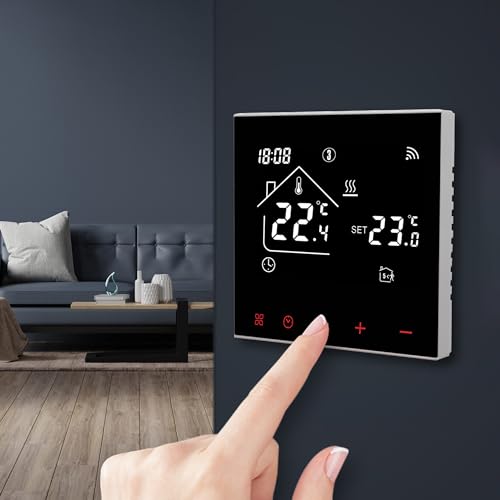 Termostato de ambiente digital, pared, manual y automático, para sistemas de calefacción y refrigeración, termostato inteligente eléctrico Tuya compatible con Google Home Alexa