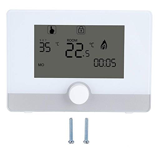 Termostato de calefacción de piso - Controlador digital de temperatura de termostato programable para sistema de calefacción de caldera suspendido(Blanco)