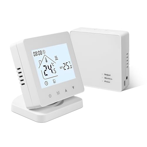 Termostato inteligente para caldera de gas, termostato de calefacción conectado WiFi programable, termostato de ambiente compatible con Alexa y Google Home