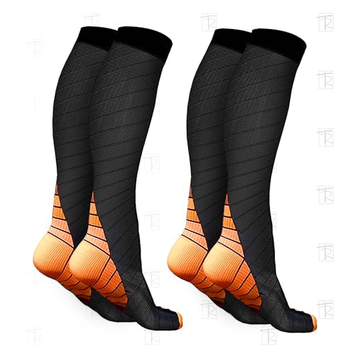 TERNOS - Medias de Compresion de Mujer y Hombre para Circulación y Deportes - Calcetines Unisex de Compresion para las Varices en las Pantorrillas (S-M, Naranja)