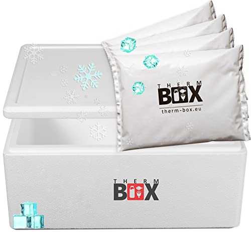 THERM BOX - Caja térmica para alimentos y bebidas - Enfriador y calentador de espuma de poliestireno (59,5x39,5x26,5cm - 36,74L de volumen) Reutilizable