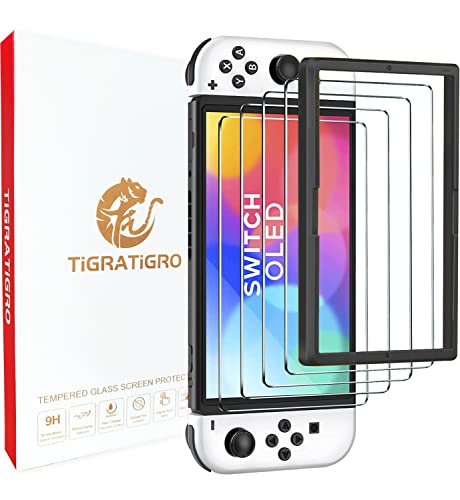 Tigratigro [3 unidades] película de cristal templado para Nintendo Switch OLED,7.0 pulgadas, HD,9H dureza, 0,3 mm [con herramientas fáciles de instalar]