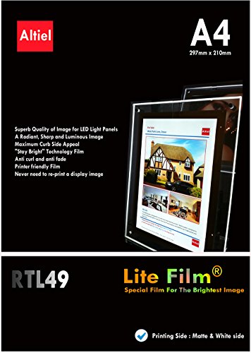 TL49 - A4 x 10 hojas para cualquier impresora de inyección de tinta y láser (copiadoras) - Papel retroiluminado/Lite Film ® para bolsillo de luz LED/Panel de luz LED/Caja de luz LED