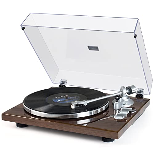 Tocadiscos de Vinilo Bluetooth, Reproductor de Discos de Vinilo con Conectividad de Salida Inalámbrica, Tocadiscos Transmisión por Correa de Alta Fidelidad con Cartucho Magnético Móvil 33/45 RP